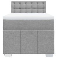 Produktbild för Ramsäng med madrass ljusgrå 90x190 cm tyg