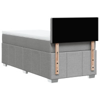 Produktbild för Ramsäng med madrass ljusgrå 90x190 cm tyg