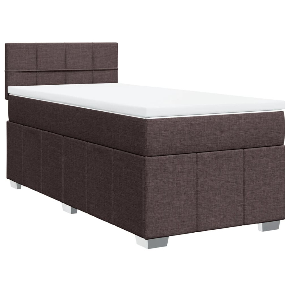 Produktbild för Ramsäng med madrass mörkbrun 100x200 cm tyg