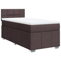 Produktbild för Ramsäng med madrass mörkbrun 100x200 cm tyg