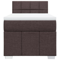 Produktbild för Ramsäng med madrass mörkbrun 100x200 cm tyg
