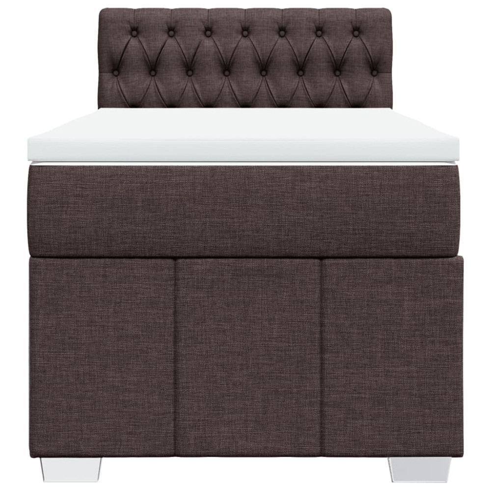 Produktbild för Ramsäng med madrass mörkbrun 100x200 cm tyg