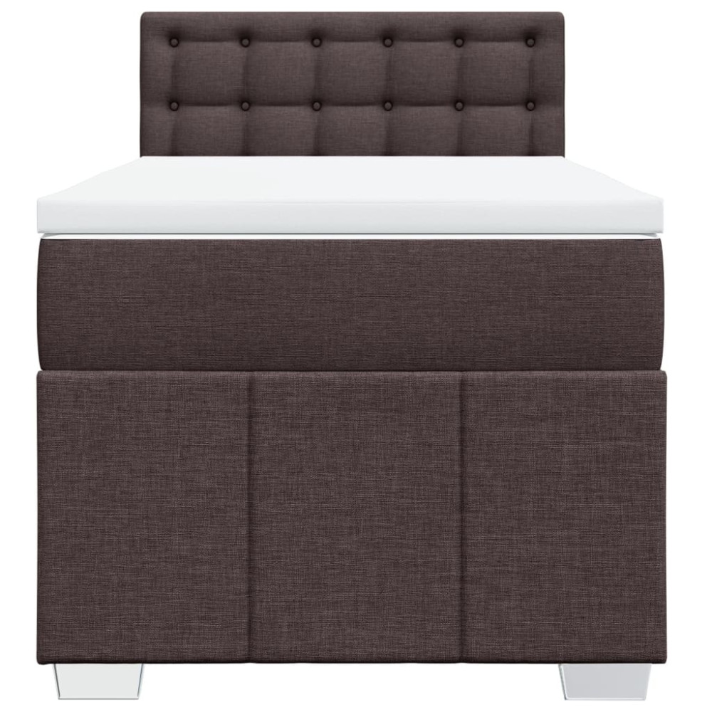 Produktbild för Ramsäng med madrass mörkbrun 100x200 cm tyg