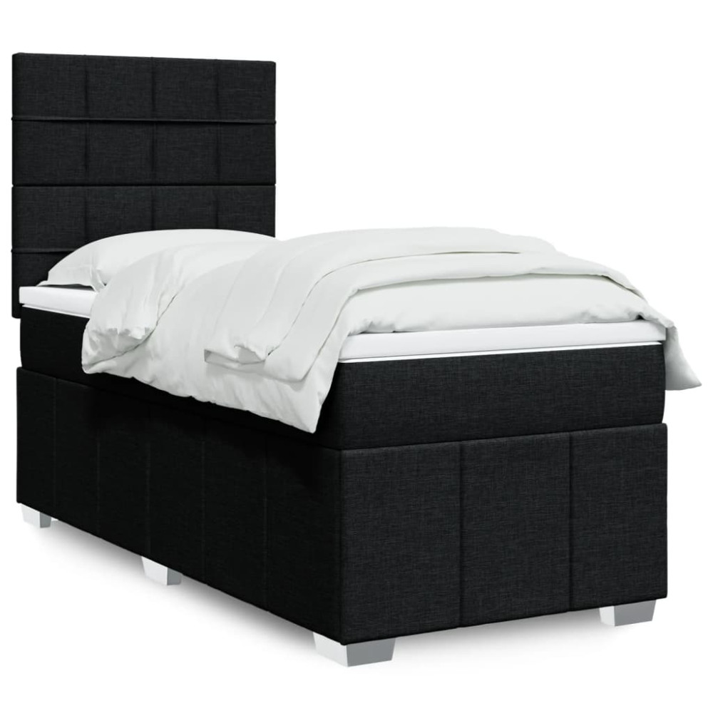Produktbild för Ramsäng med madrass svart 90x190 cm tyg
