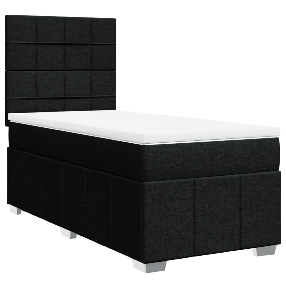 Produktbild för Ramsäng med madrass svart 90x190 cm tyg