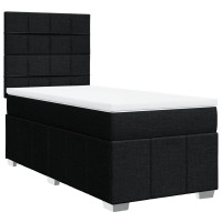 Produktbild för Ramsäng med madrass svart 90x190 cm tyg