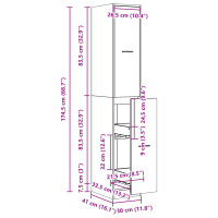 Produktbild för Apoteksskåp betonggrå 30x41x174,5 cm konstruerat trä