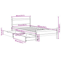 Produktbild för Sängram utan madrass vaxbrun 75x190 cm massiv furu