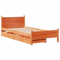 Produktbild för Sängram utan madrass vaxbrun 75x190 cm massiv furu