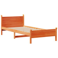 Produktbild för Sängram utan madrass vaxbrun 75x190 cm massiv furu