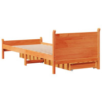 Produktbild för Sängram utan madrass vaxbrun 75x190 cm massiv furu