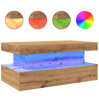 Produktbild för Soffbord med LED ek 90x50x40 cm