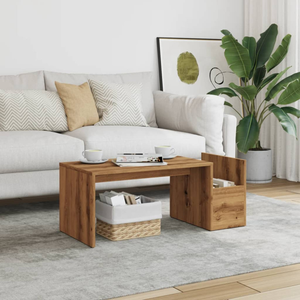 Produktbild för Soffbord artisian ek 90x45x35 cm konstruerat trä