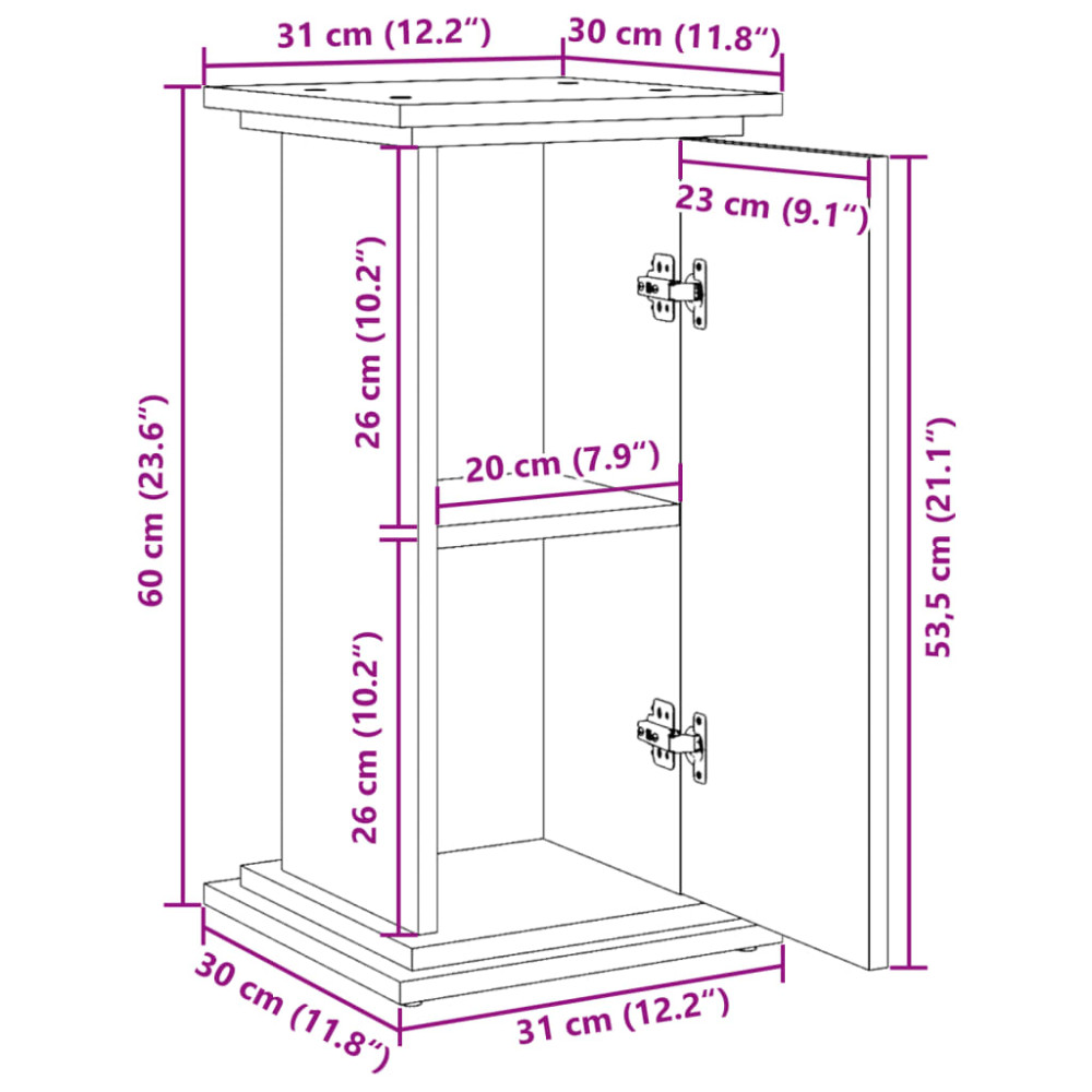 Produktbild för Piedestal med förvaring ek 31x30x60 cm konstruerat trä