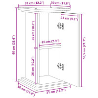 Produktbild för Piedestal med förvaring ek 31x30x60 cm konstruerat trä