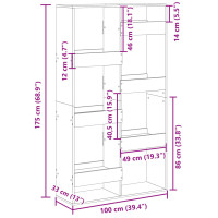 Produktbild för Bokhylla grå sonoma 100x33x175 cm konstruerat trä