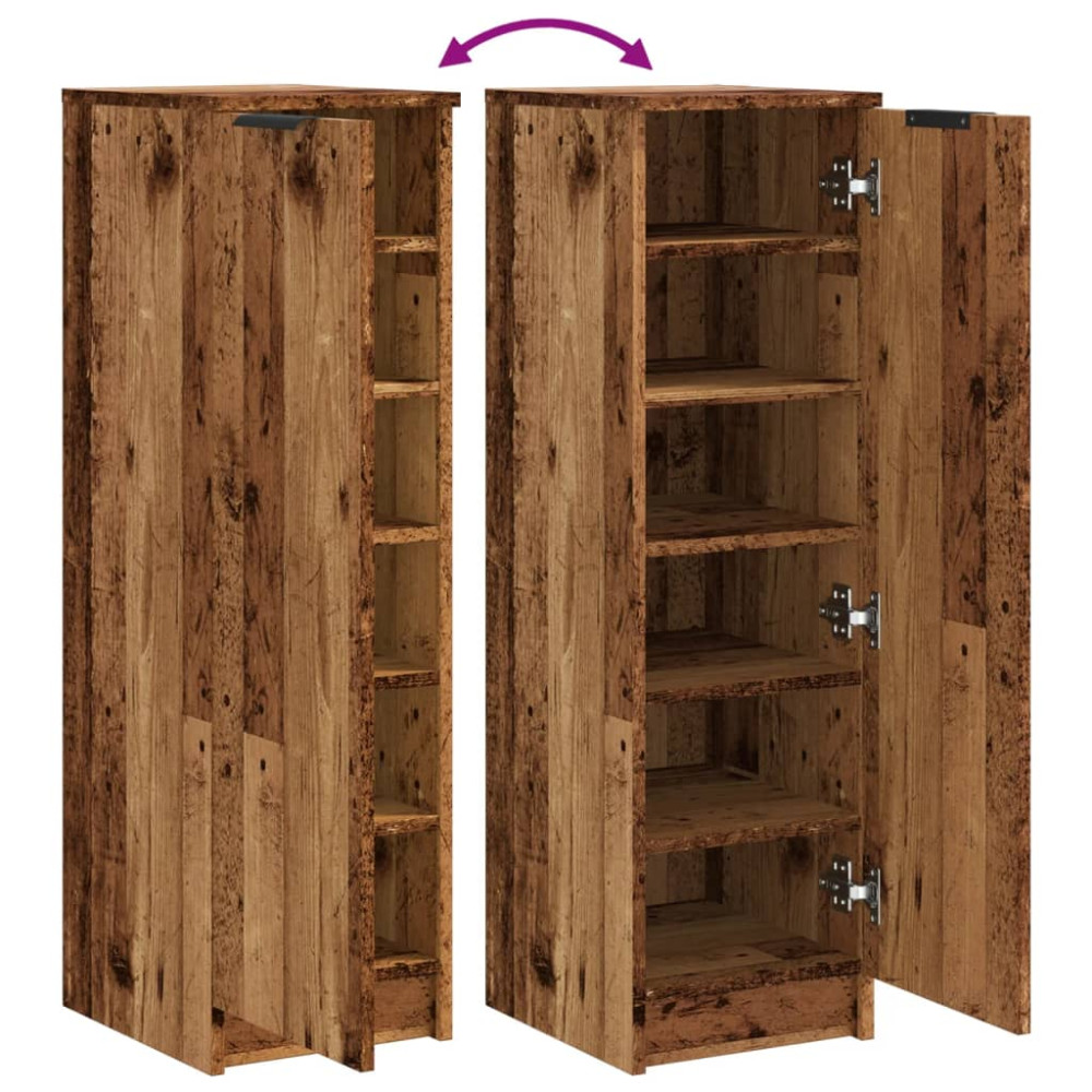 Produktbild för Skoskåp åldrat trä 29,5x35x100,5 cm konstruerat trä