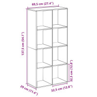 Produktbild för Bokhylla/Rumsavdelare betonggrå 69,5x29x137,5cm konstruerat trä
