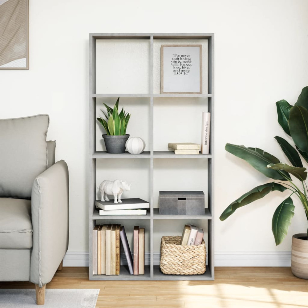 Produktbild för Bokhylla/Rumsavdelare betonggrå 69,5x29x137,5cm konstruerat trä