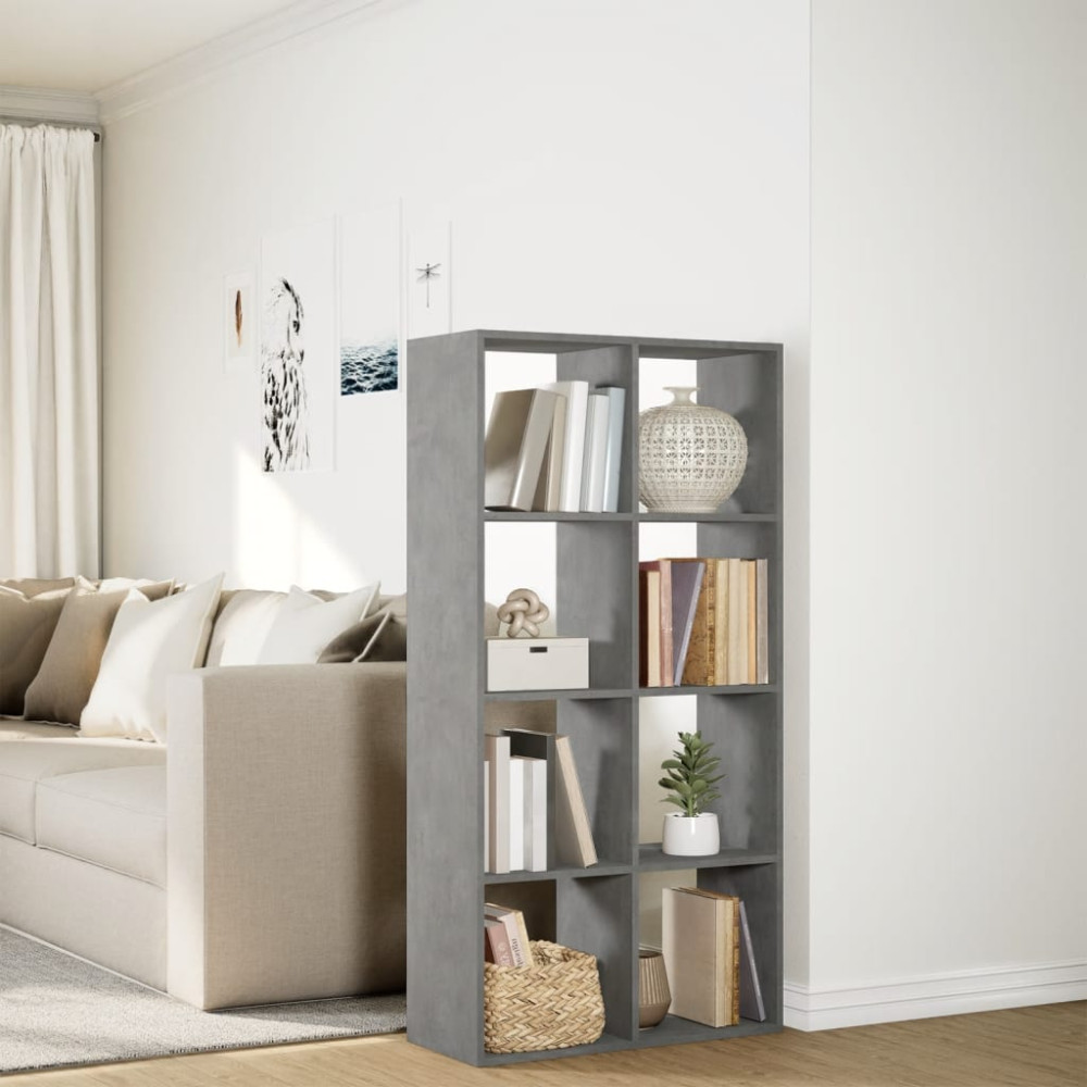 Produktbild för Bokhylla/Rumsavdelare betonggrå 69,5x29x137,5cm konstruerat trä