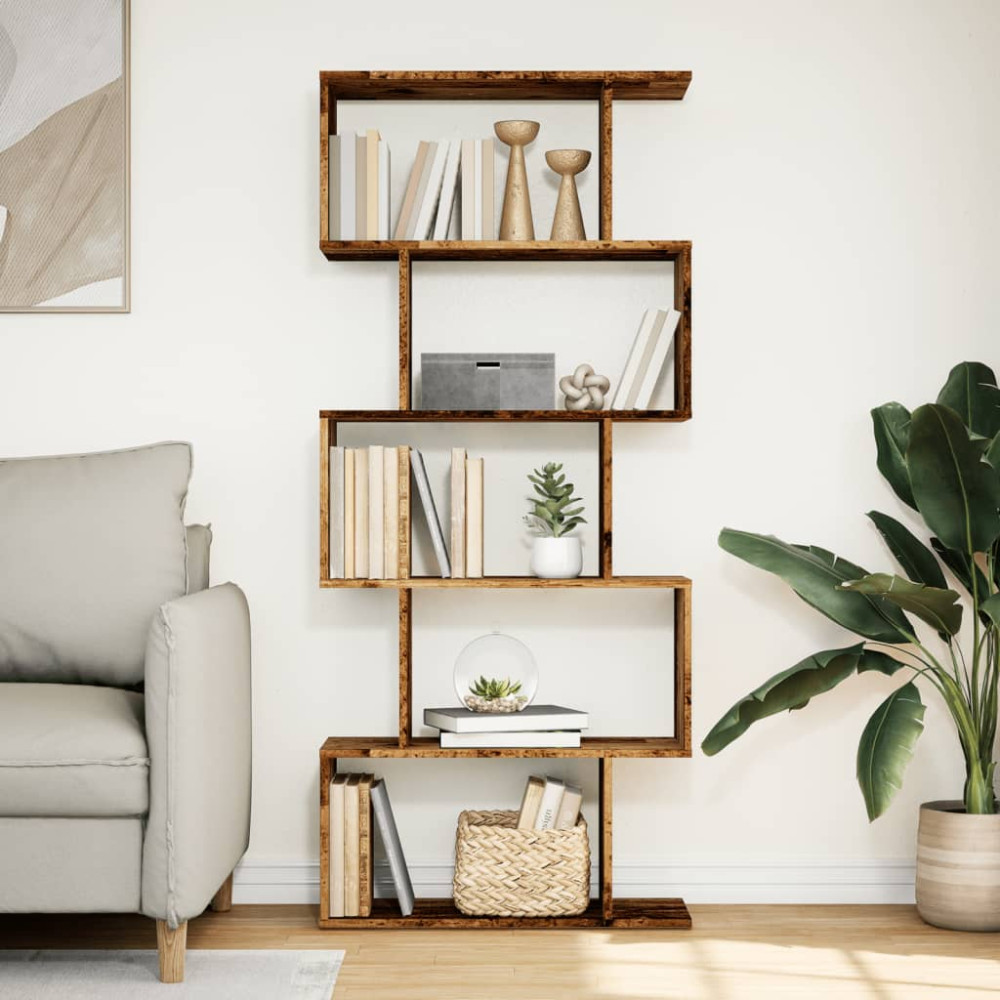 Produktbild för Bokhylla/Rumsavdelare 5 hyllplan 70x24x161 cm konstruerat trä