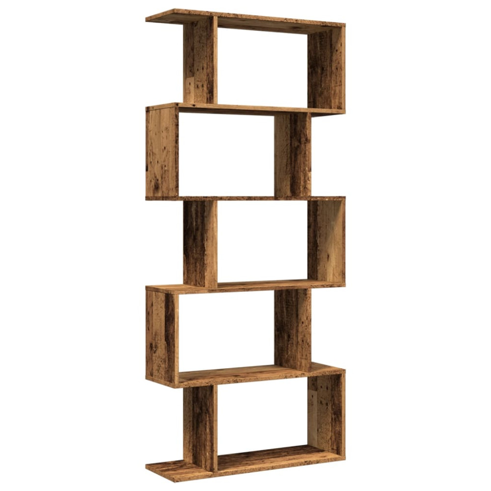 Produktbild för Bokhylla/Rumsavdelare 5 hyllplan 70x24x161 cm konstruerat trä