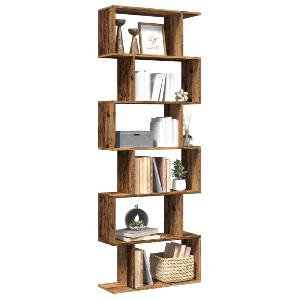 Produktbild för Bokhylla/Rumsavdelare 6 hyllor 70x24x193 cm konstruerat trä