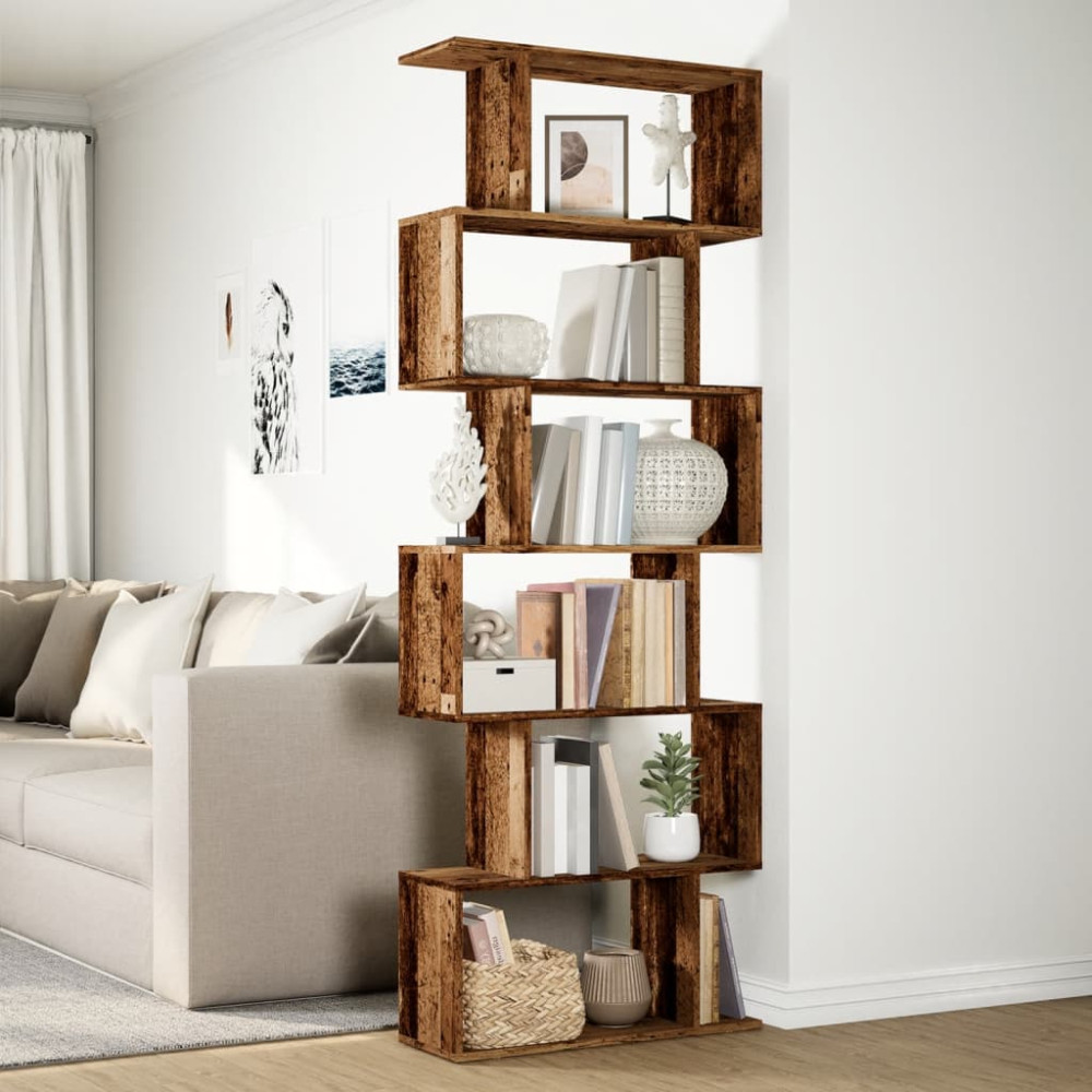 Produktbild för Bokhylla/Rumsavdelare 6 hyllor 70x24x193 cm konstruerat trä