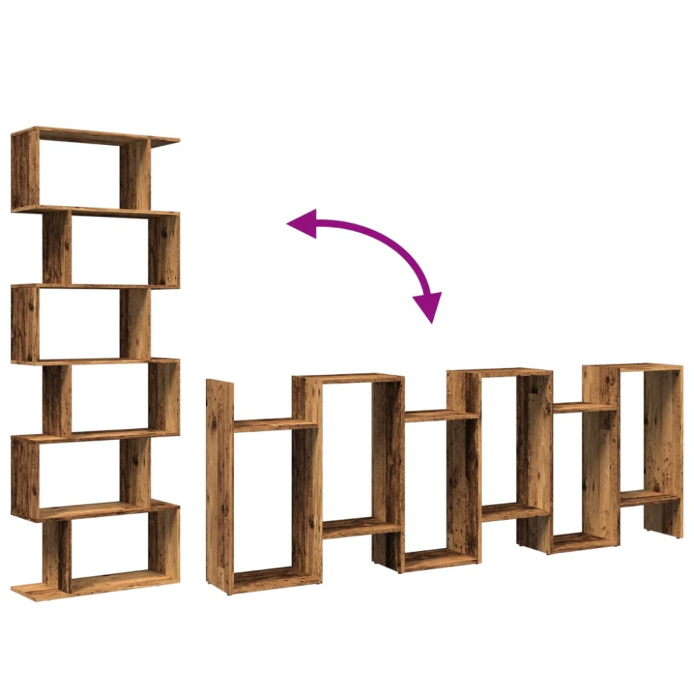 Produktbild för Bokhylla/Rumsavdelare 6 hyllor 70x24x193 cm konstruerat trä