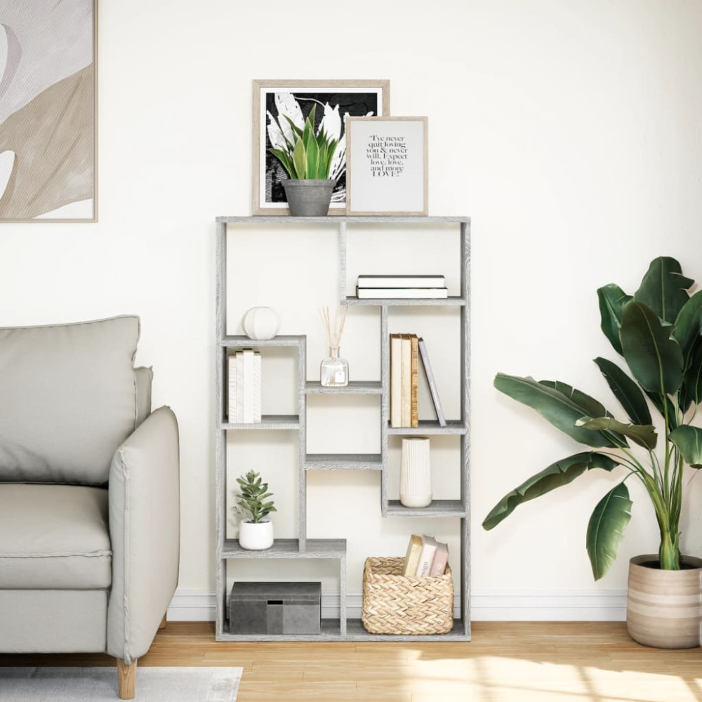 Produktbild för Bokhylla grå sonoma 72x20x120,5 cm konstruerat trä