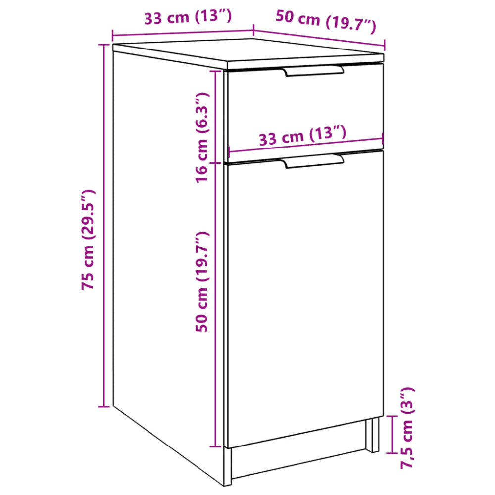 Produktbild för Sängbord artisan ek 33x50x75 cm konstruerat trä