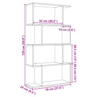 Produktbild för Rumsavdelare bokhylla 4 våningar vit 70x24x129 cm konstruerat trä