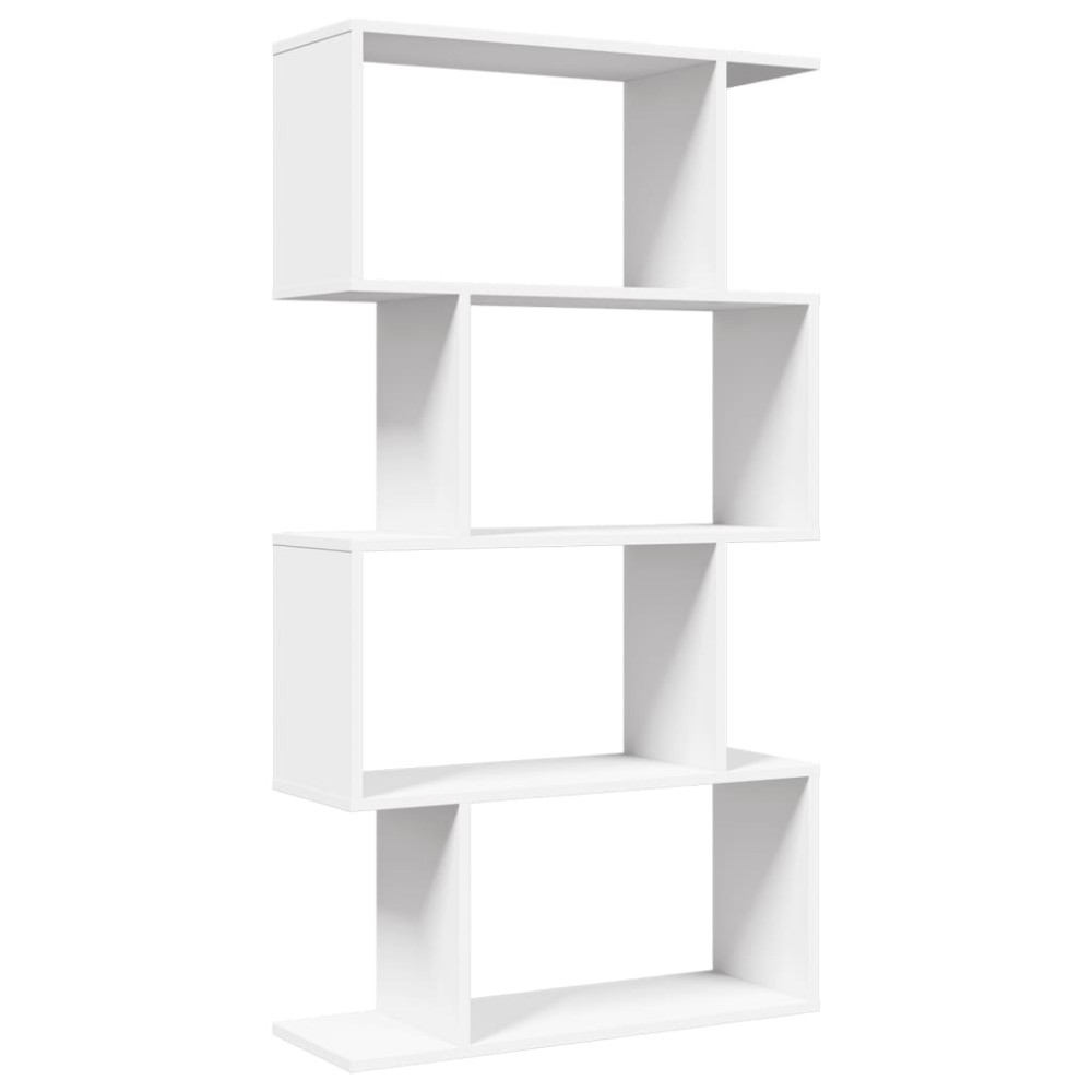 Produktbild för Rumsavdelare bokhylla 4 våningar vit 70x24x129 cm konstruerat trä