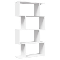 Produktbild för Rumsavdelare bokhylla 4 våningar vit 70x24x129 cm konstruerat trä