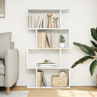 Produktbild för Rumsavdelare bokhylla 4 våningar vit 70x24x129 cm konstruerat trä