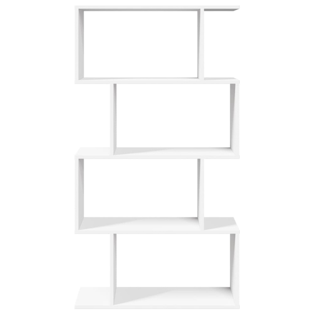 Produktbild för Rumsavdelare bokhylla 4 våningar vit 70x24x129 cm konstruerat trä
