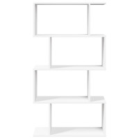 Produktbild för Rumsavdelare bokhylla 4 våningar vit 70x24x129 cm konstruerat trä