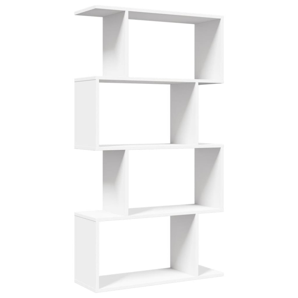 Produktbild för Rumsavdelare bokhylla 4 våningar vit 70x24x129 cm konstruerat trä