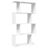 Produktbild för Rumsavdelare bokhylla 4 våningar vit 70x24x129 cm konstruerat trä