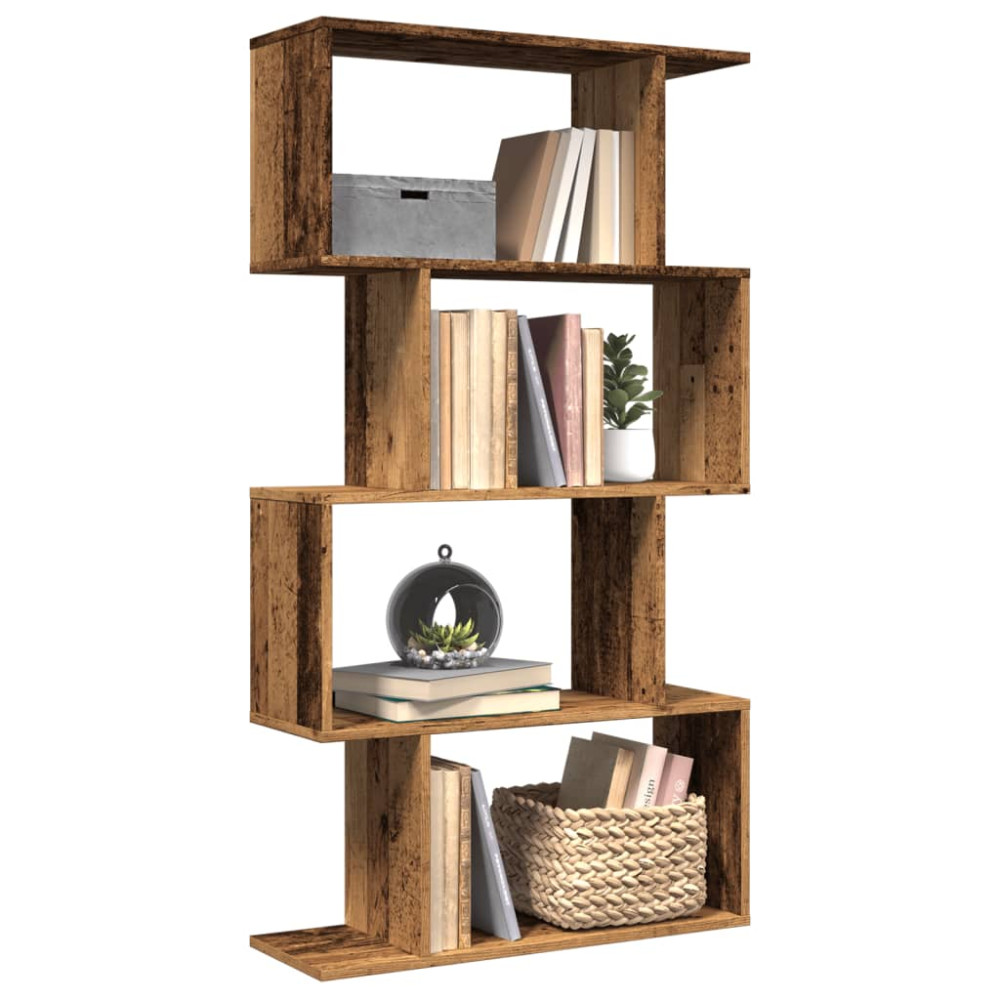 Produktbild för Bokhylla/Rumsavdelare 4 hyllplan 70x24x129 cm konstruerat trä