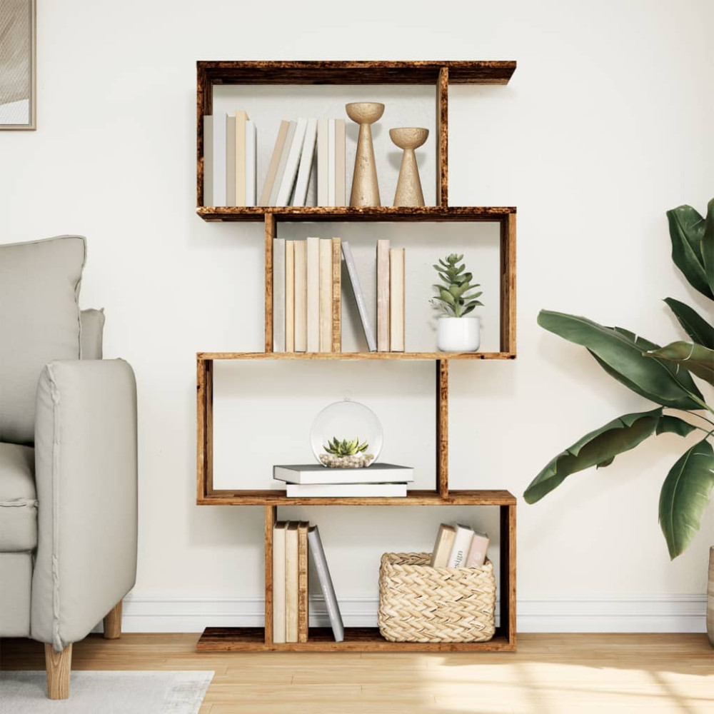 Produktbild för Bokhylla/Rumsavdelare 4 hyllplan 70x24x129 cm konstruerat trä