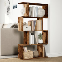 Produktbild för Bokhylla/Rumsavdelare 4 hyllplan 70x24x129 cm konstruerat trä
