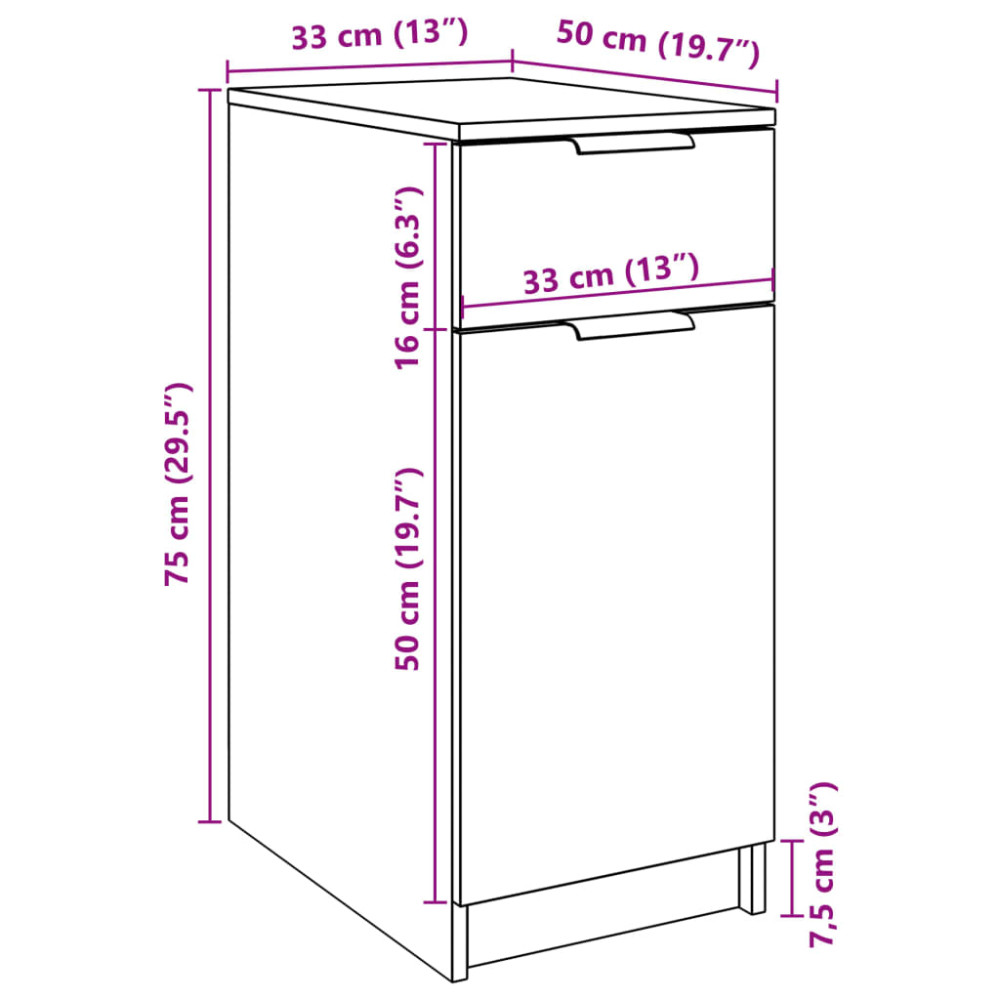 Produktbild för Skrivbordsskåp åldrat trä 33x50x75 cm konstruerat trä