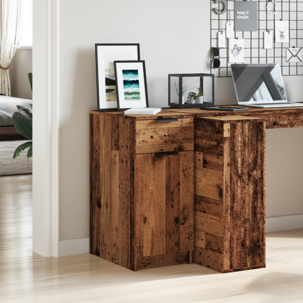 Produktbild för Skrivbordsskåp åldrat trä 33x50x75 cm konstruerat trä