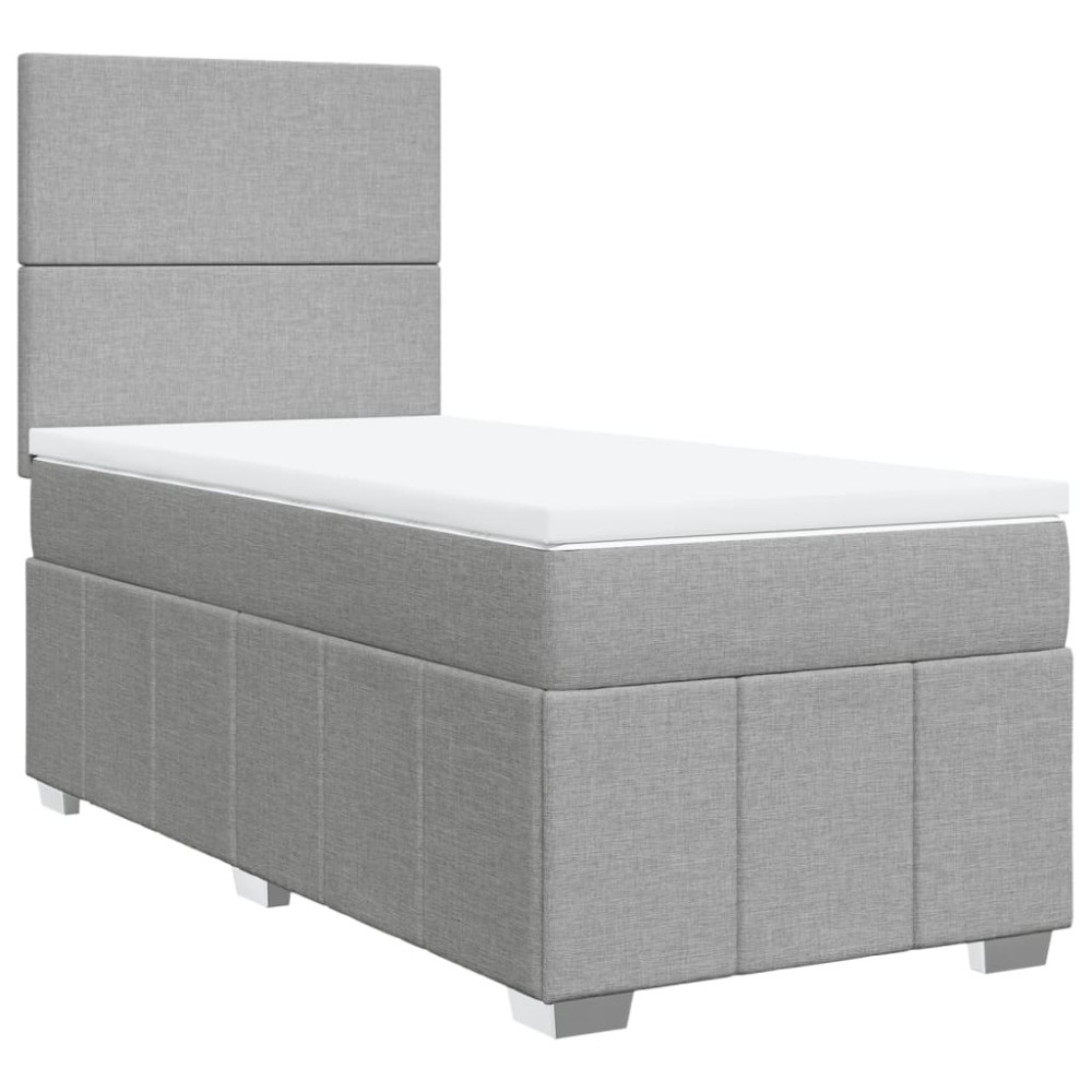 Produktbild för Ramsäng med madrass ljusgrå 90x190 cm tyg