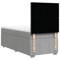 Produktbild för Ramsäng med madrass ljusgrå 90x190 cm tyg