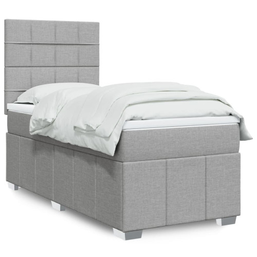 vidaXL Ramsäng med madrass ljusgrå 90x190 cm tyg