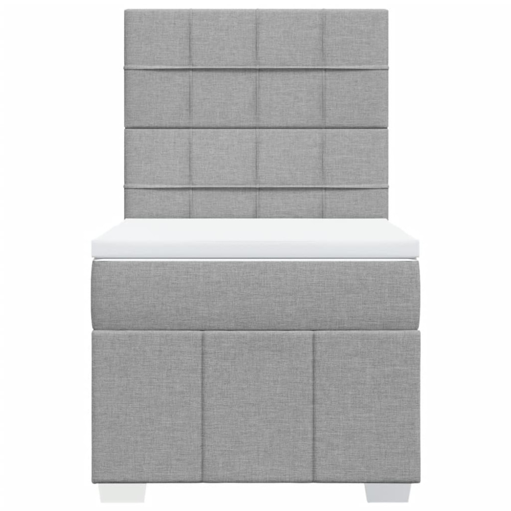 Produktbild för Ramsäng med madrass ljusgrå 90x190 cm tyg