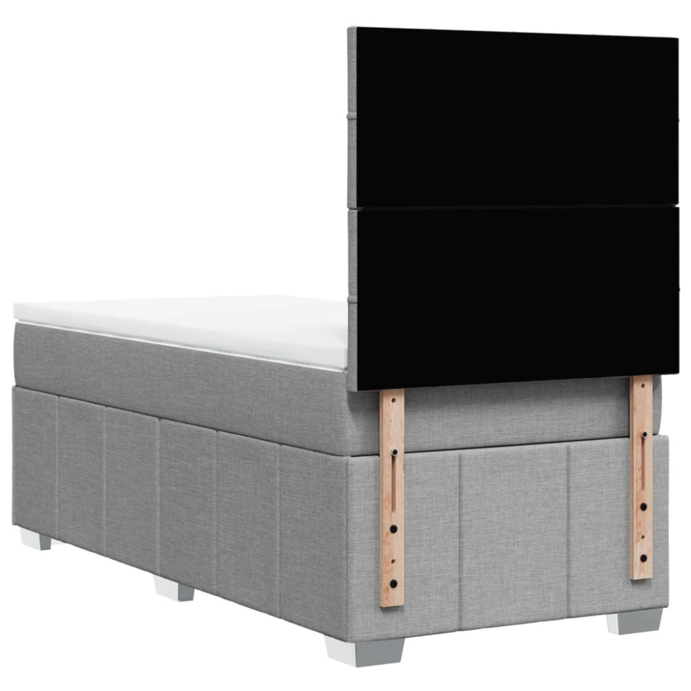 Produktbild för Ramsäng med madrass ljusgrå 90x190 cm tyg