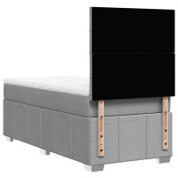 Produktbild för Ramsäng med madrass ljusgrå 90x190 cm tyg
